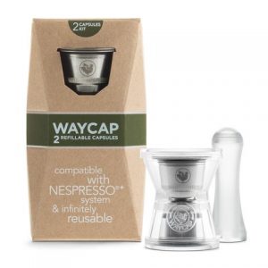 capsule ricaricabili compatibili Nespresso in acciaio inossidabile Waycap Made in Italy, confezione da 2 capsule con imbuto e pressino