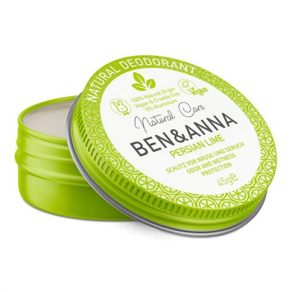 deodorante naturale persian lime in crema confezione di alluminio riciclabile
