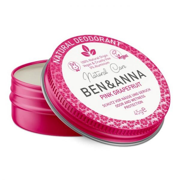 deodorante naturale in crema senza plastica pink grapefruit barattolo alluminio spalmabile